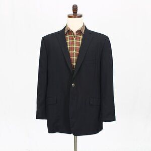 Tom James 46R Black Blazer Sport Coat Jacket 2-Button Herringbone Y560